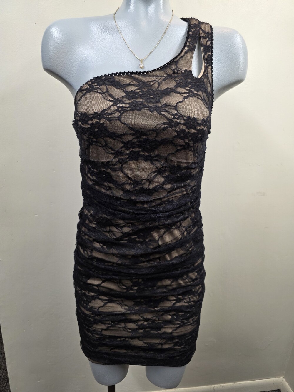 5th Collection Lace One Shoulder Mini Dress Y2K Clubwear Bodycon Size Small